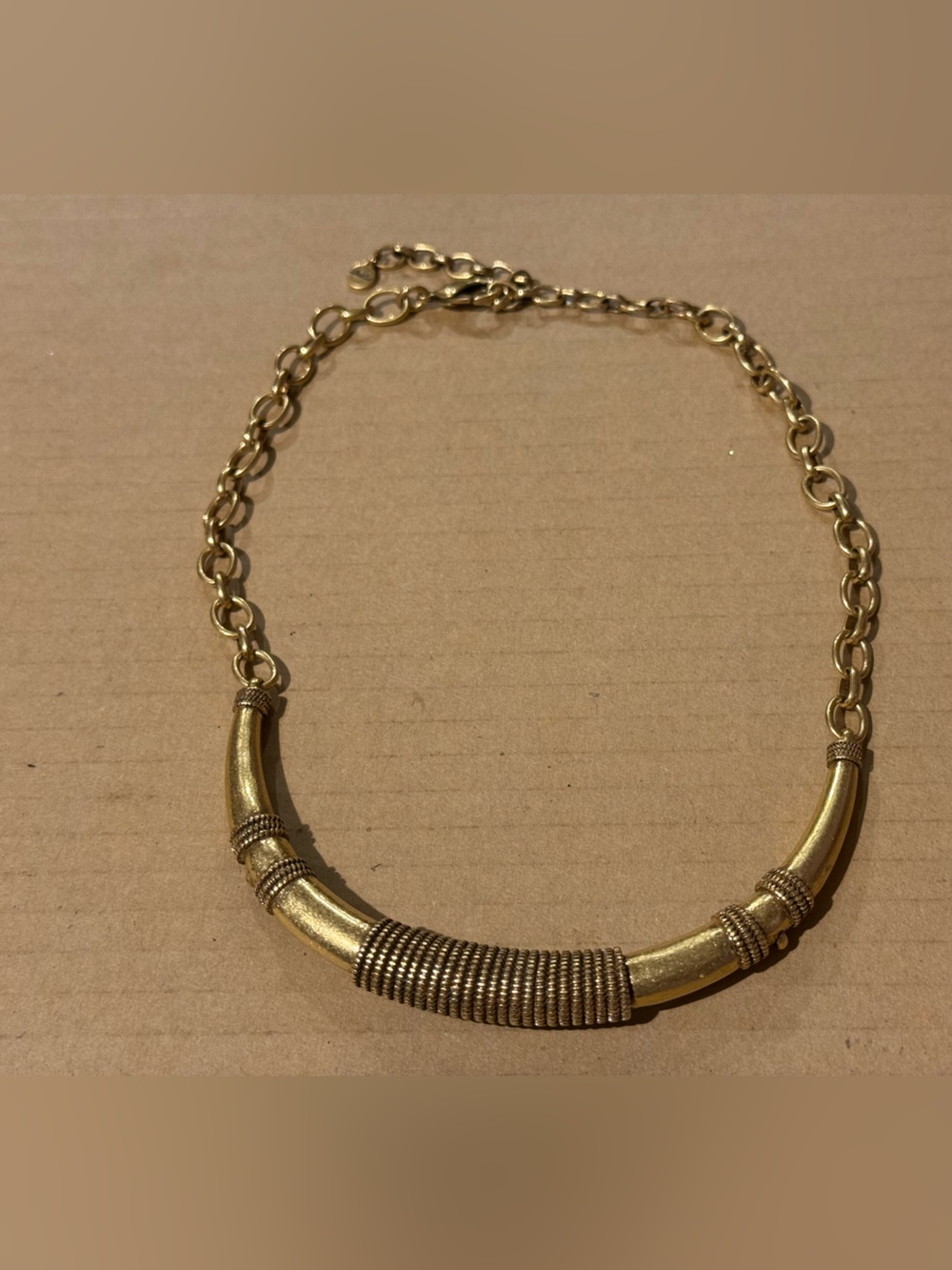 Stella & Dot Gold-Tone Textured Tribal Chain Necklace